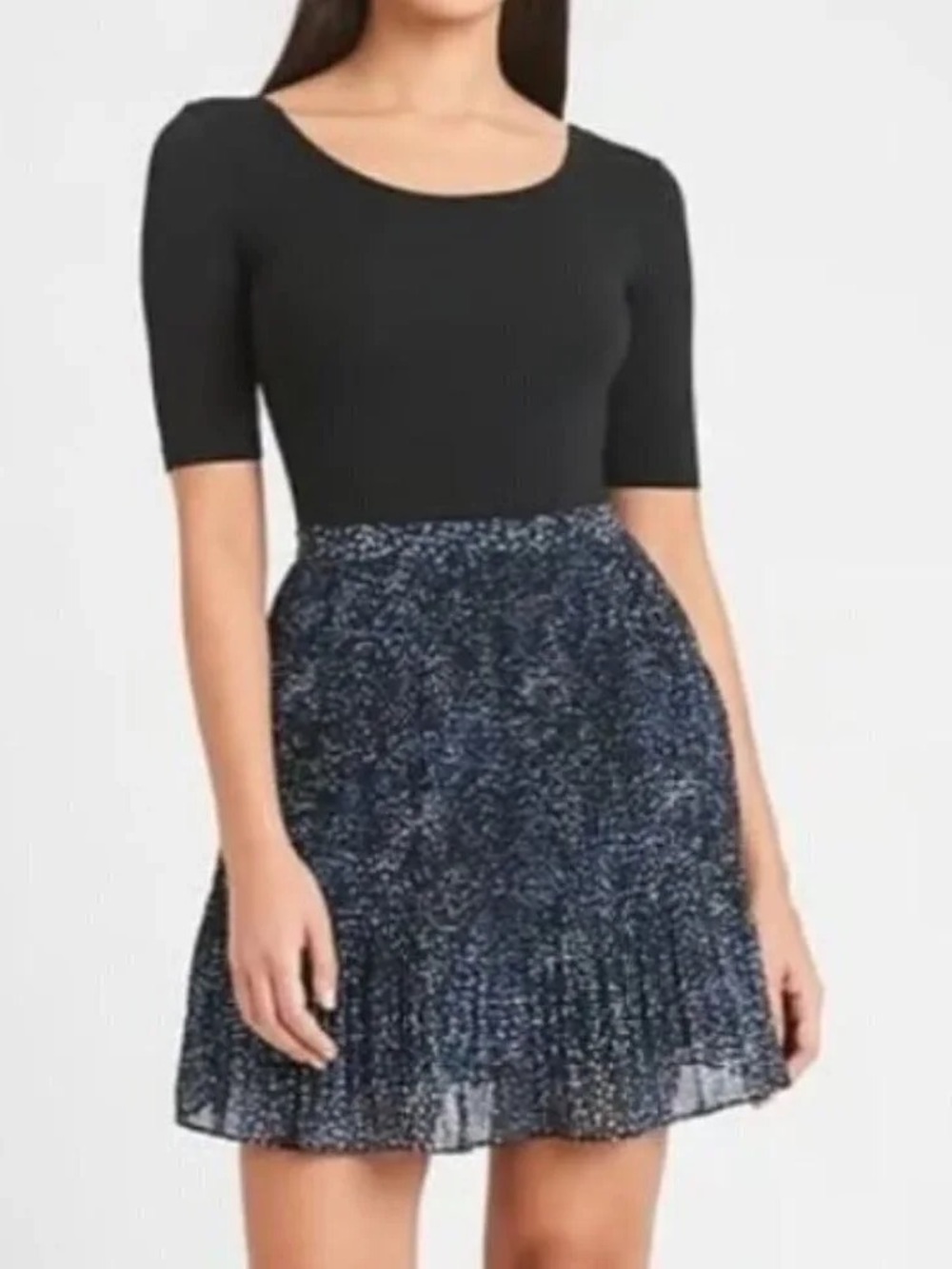 Banana Republic Swing Pleated Blue Ditsy Dot Lined Mini Skirt Size 12